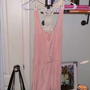 Forever21 Light pink crochet back romper!
